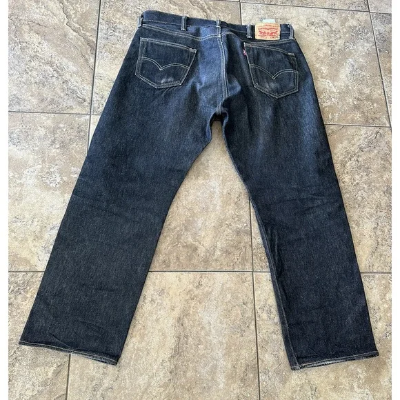 Levis Jeans Mens 38 Black 100% Cotton 501 Straight Denim Pants 38x30 Fit 38X29 - Picture 4 of 7